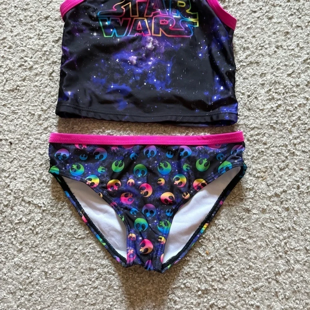 Disney Star Wars Kids Bikini - Black and Pink Sz 6X 2 Piece Tankini